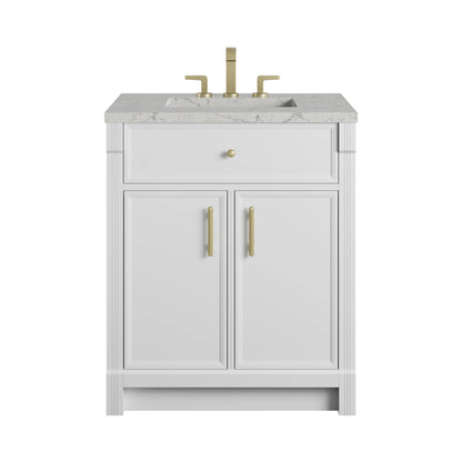 Bellshire 30" Single Vanity, Bright White w/ 3 CM Eternal Jasmine Pearl Silestone Top