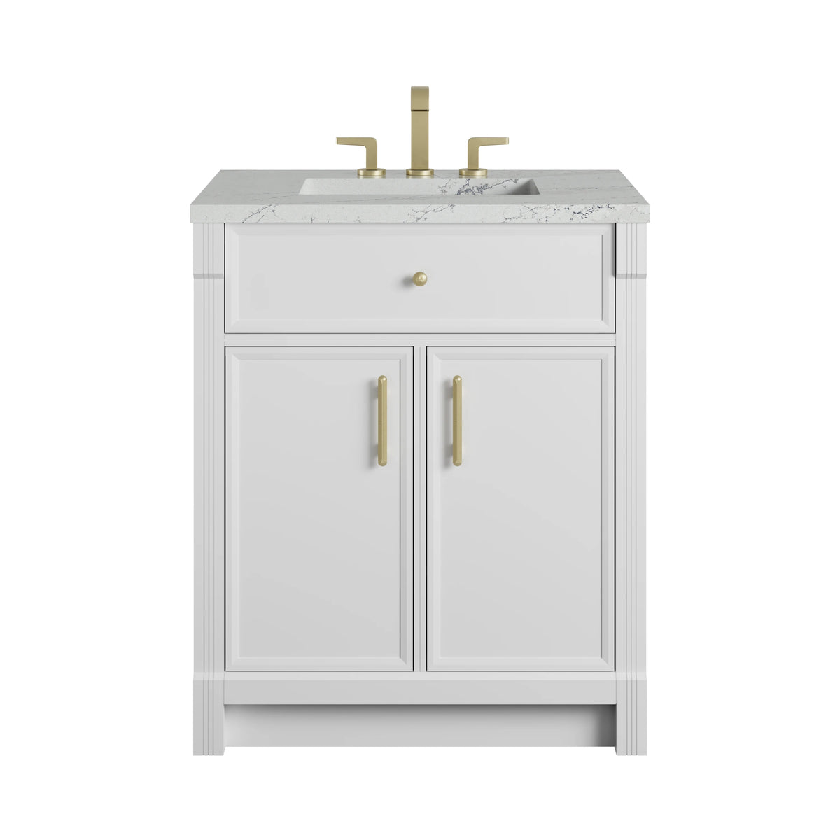 Bellshire 30" Single Vanity, Bright White w/ 3 CM Ethereal Noctis Silestone Top