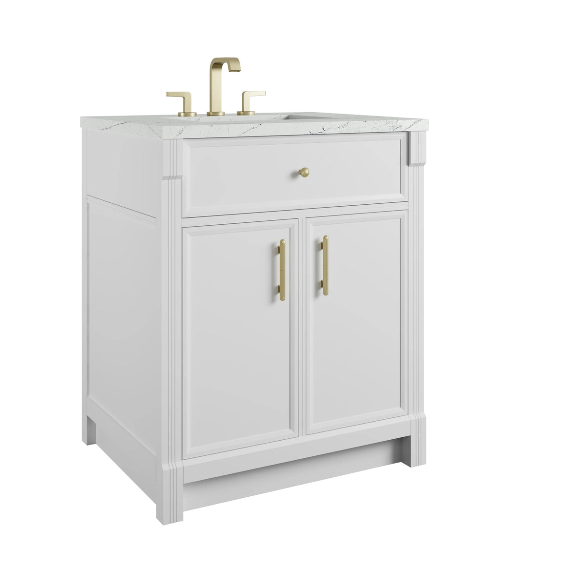 Bellshire 30" Single Vanity, Bright White w/ 3 CM Ethereal Noctis Silestone Top, view 10