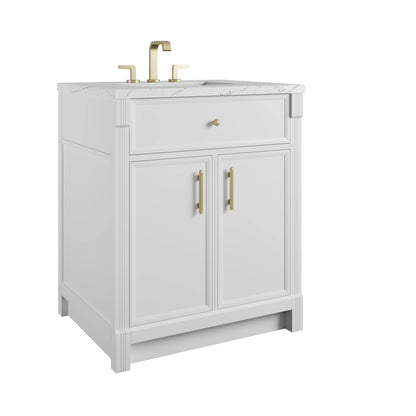 Bellshire 30" Single Vanity, Bright White w/ 3 CM Ethereal Noctis Silestone Top, view 10