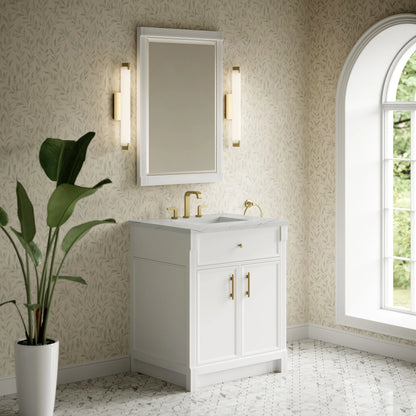 Bellshire 30" Single Vanity, Bright White w/ 3 CM Ethereal Noctis Silestone Top, view 4