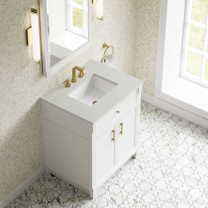 Bellshire 30" Single Vanity, Bright White w/ 3 CM Lime Delight Silestone Top, view 7