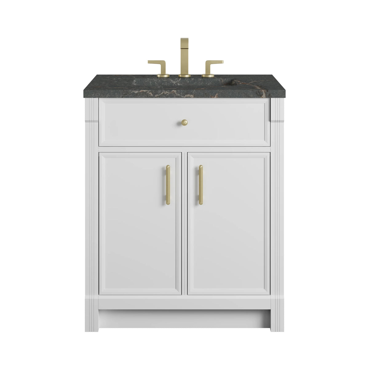 Bellshire 30" Single Vanity, Bright White w/ 3 CM Parisien Bleu Silestone Top