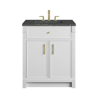 Bellshire 30" Single Vanity, Bright White w/ 3 CM Parisien Bleu Silestone Top