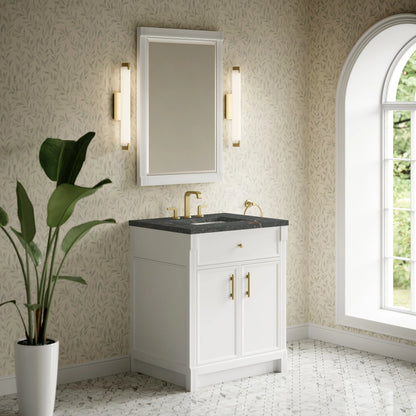 Bellshire 30" Single Vanity, Bright White w/ 3 CM Parisien Bleu Silestone Top, view 4