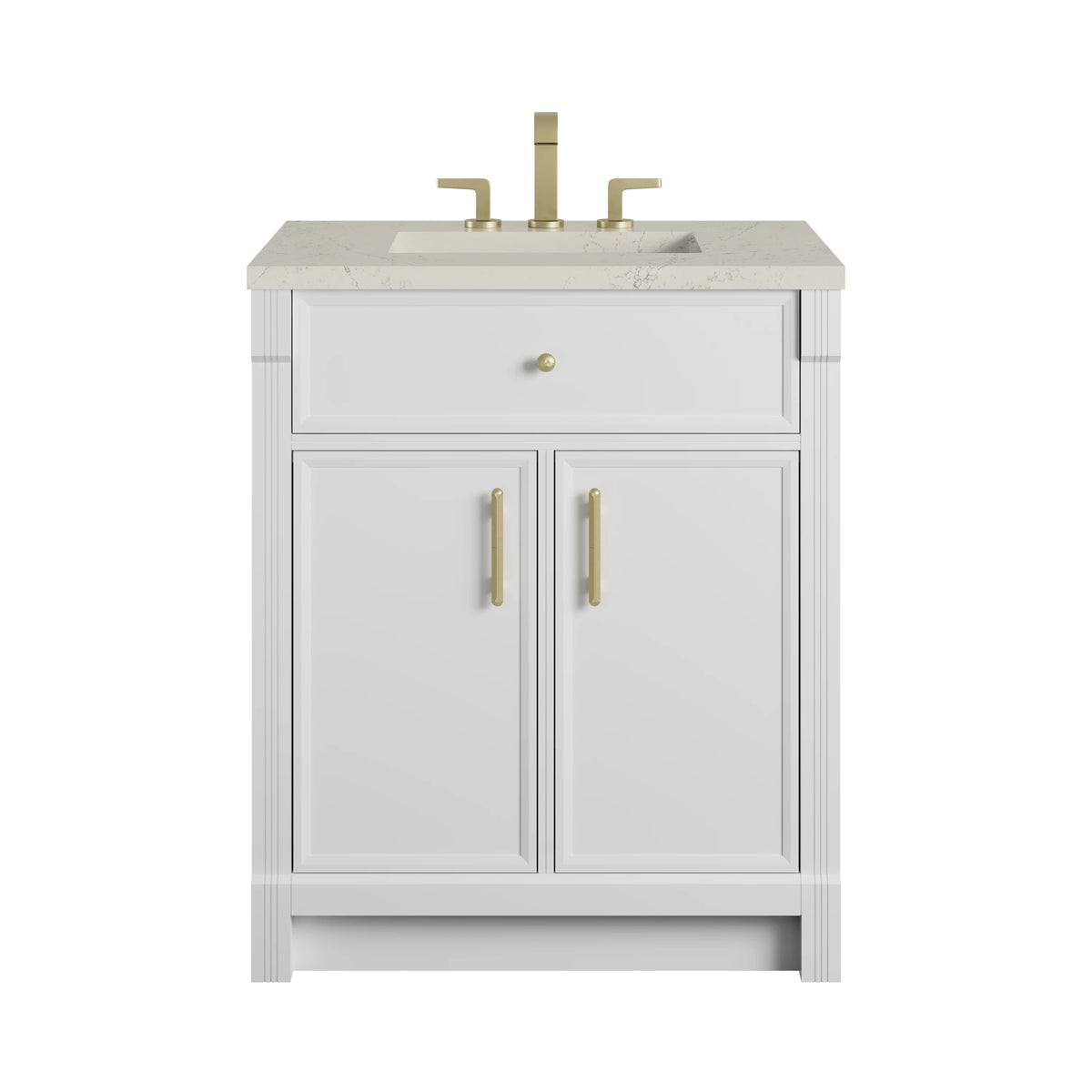 Bellshire 30" Single Vanity, Bright White w/ 3 CM Siberian Silestone Top