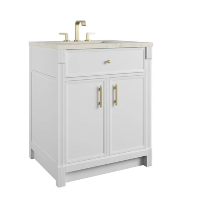 Bellshire 30" Single Vanity, Bright White w/ 3 CM Siberian Silestone Top, view 10