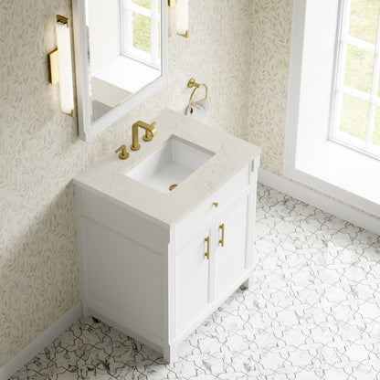 Bellshire 30" Single Vanity, Bright White w/ 3 CM Siberian Silestone Top, view 7
