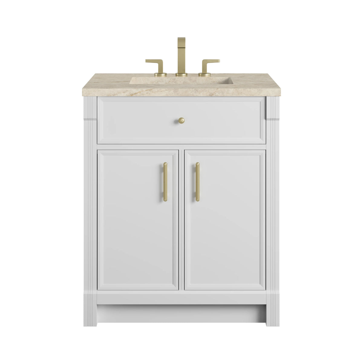 Bellshire 30" Single Vanity, Bright White w/ 3 CM Tajnar Eclos Top