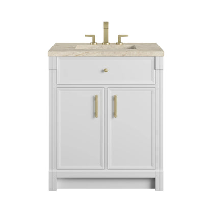 Bellshire 30" Single Vanity, Bright White w/ 3 CM Tajnar Eclos Top