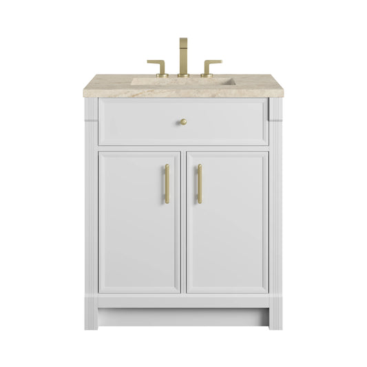 Bellshire 30" Single Vanity, Bright White w/ 3 CM Tajnar Eclos Top