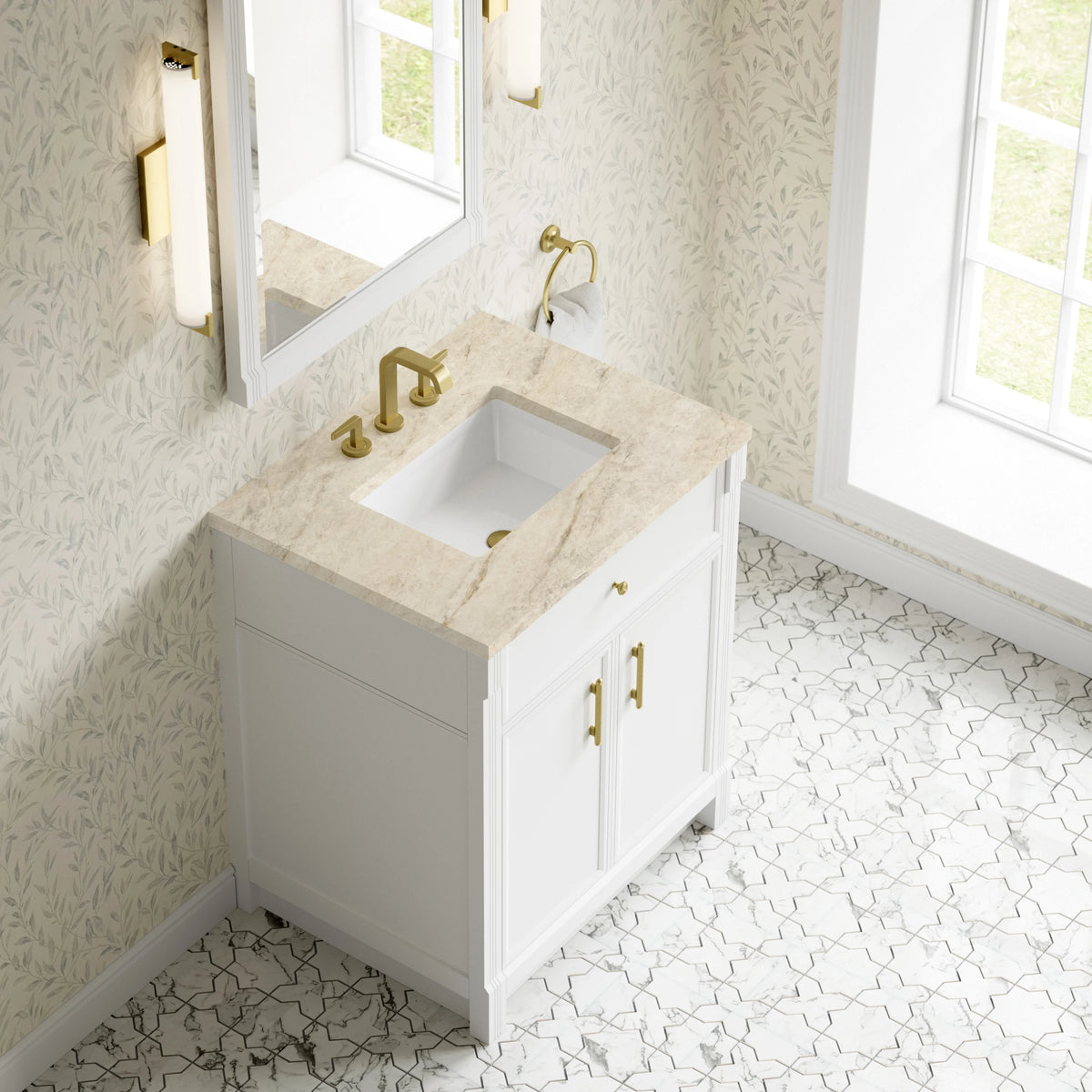 Bellshire 30" Single Vanity, Bright White w/ 3 CM Tajnar Eclos Top, view 7