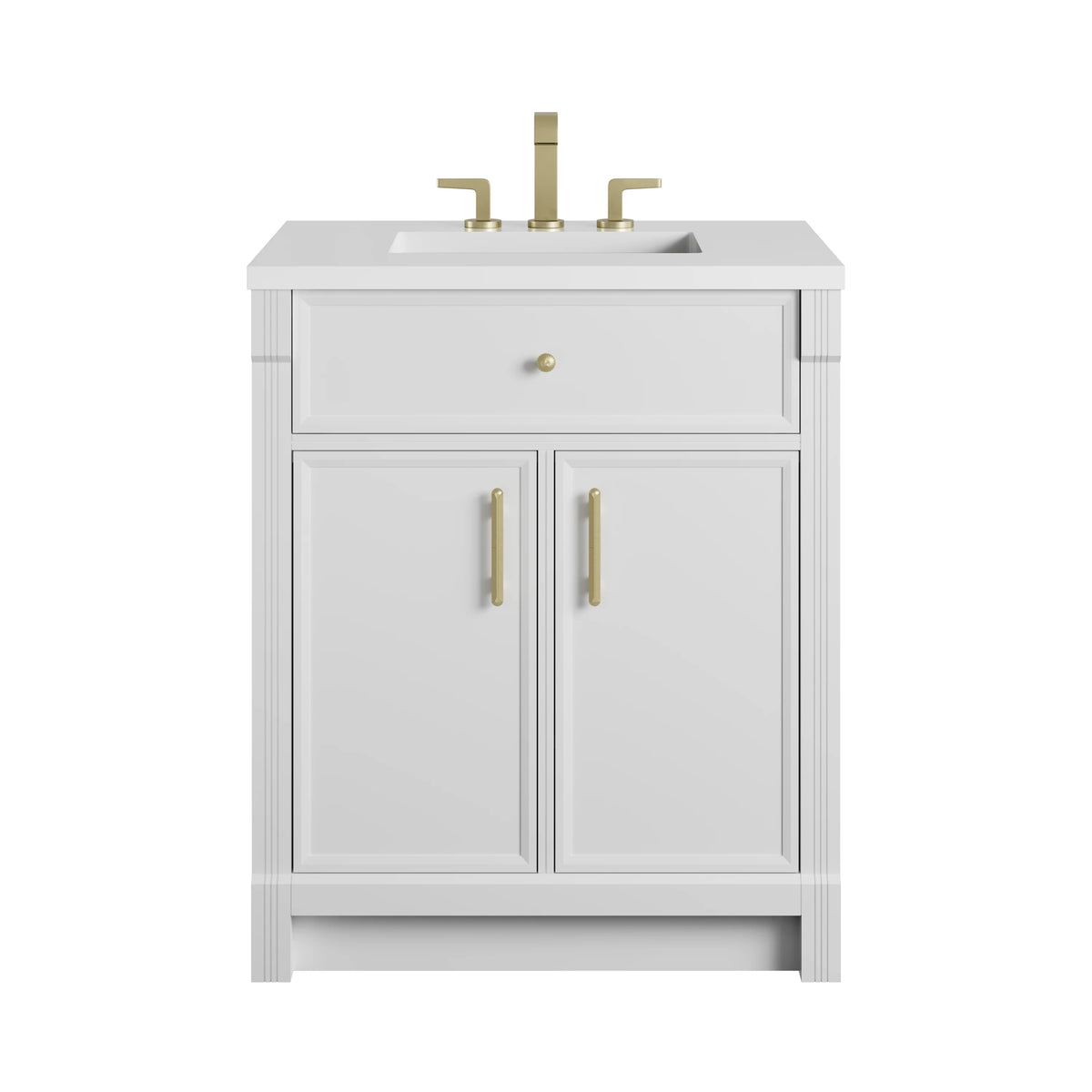Bellshire 30" Single Vanity, Bright White w/ 3 CM White Zeus Silestone Top