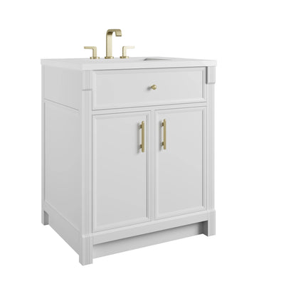 Bellshire 30" Single Vanity, Bright White w/ 3 CM White Zeus Silestone Top, view 13