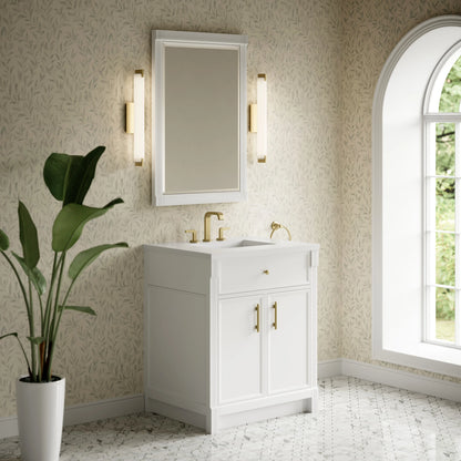 Bellshire 30" Single Vanity, Bright White w/ 3 CM White Zeus Silestone Top, view 6