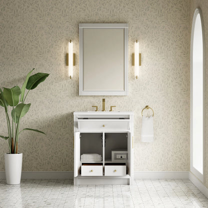 Bellshire 30" Single Vanity, Bright White w/ 3 CM White Zeus Silestone Top, view 8