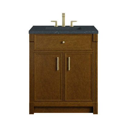 Bellshire 30" Single Vanity, Honey Oak w/ 3 CM Charcoal Soapstone Silestone Top