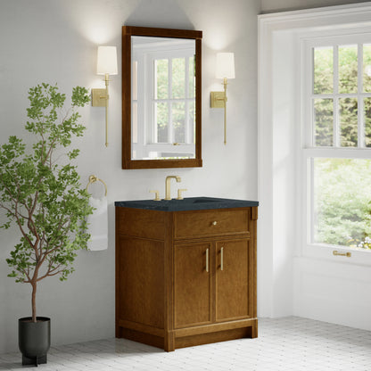 Bellshire 30" Single Vanity, Honey Oak w/ 3 CM Charcoal Soapstone Silestone Top, view 4