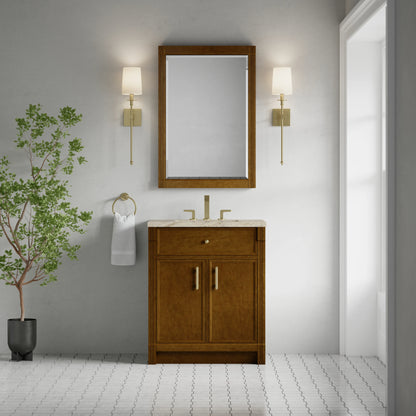Bellshire 30" Single Vanity, Honey Oak w/ 3 CM Tajnar Eclos Top, view 3