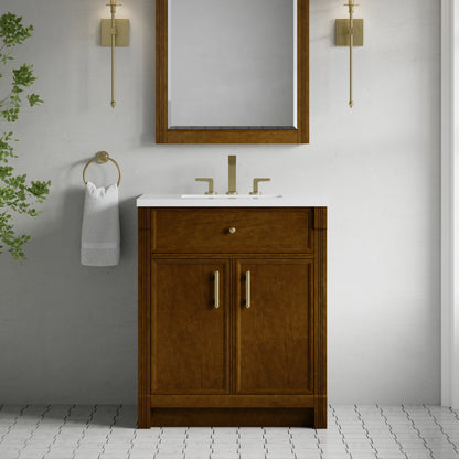 Bellshire 30" Single Vanity, Honey Oak w/ 3 CM White Zeus Silestone Top, view 4