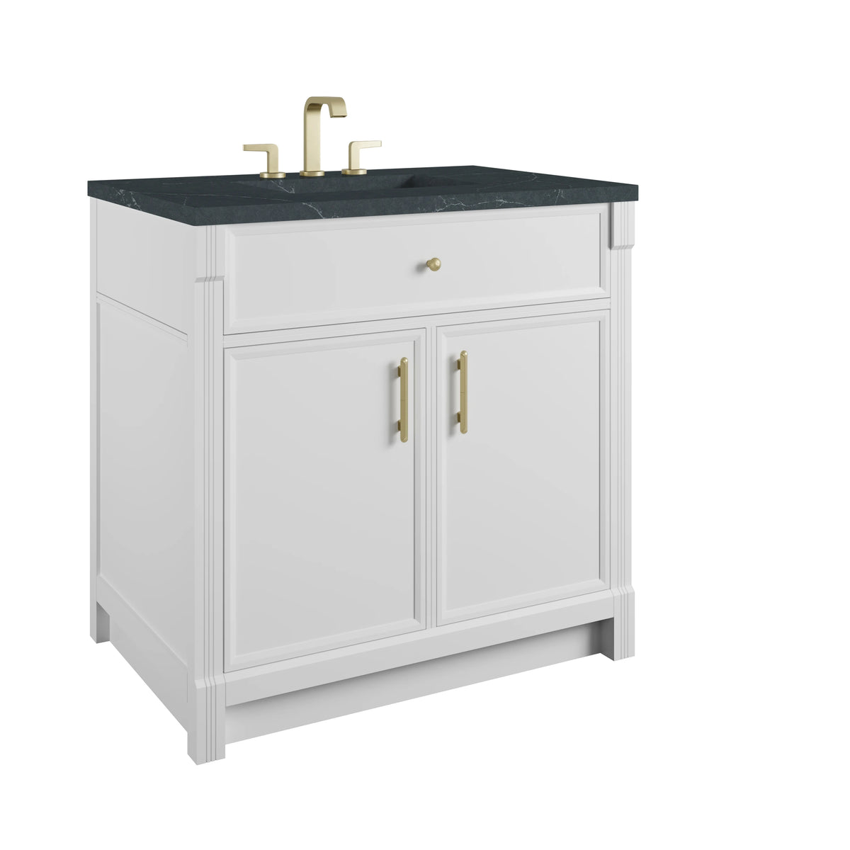 Bellshire 36" Single Vanity, Bright White w/ 3 CM Charcoal Soapstone Silestone Top, view 10