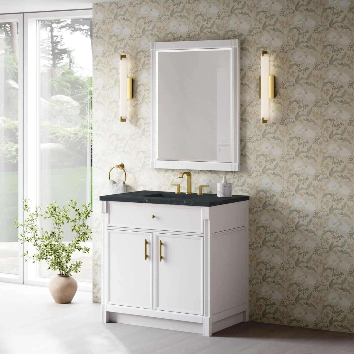 Bellshire 36" Single Vanity, Bright White w/ 3 CM Charcoal Soapstone Silestone Top, view 4