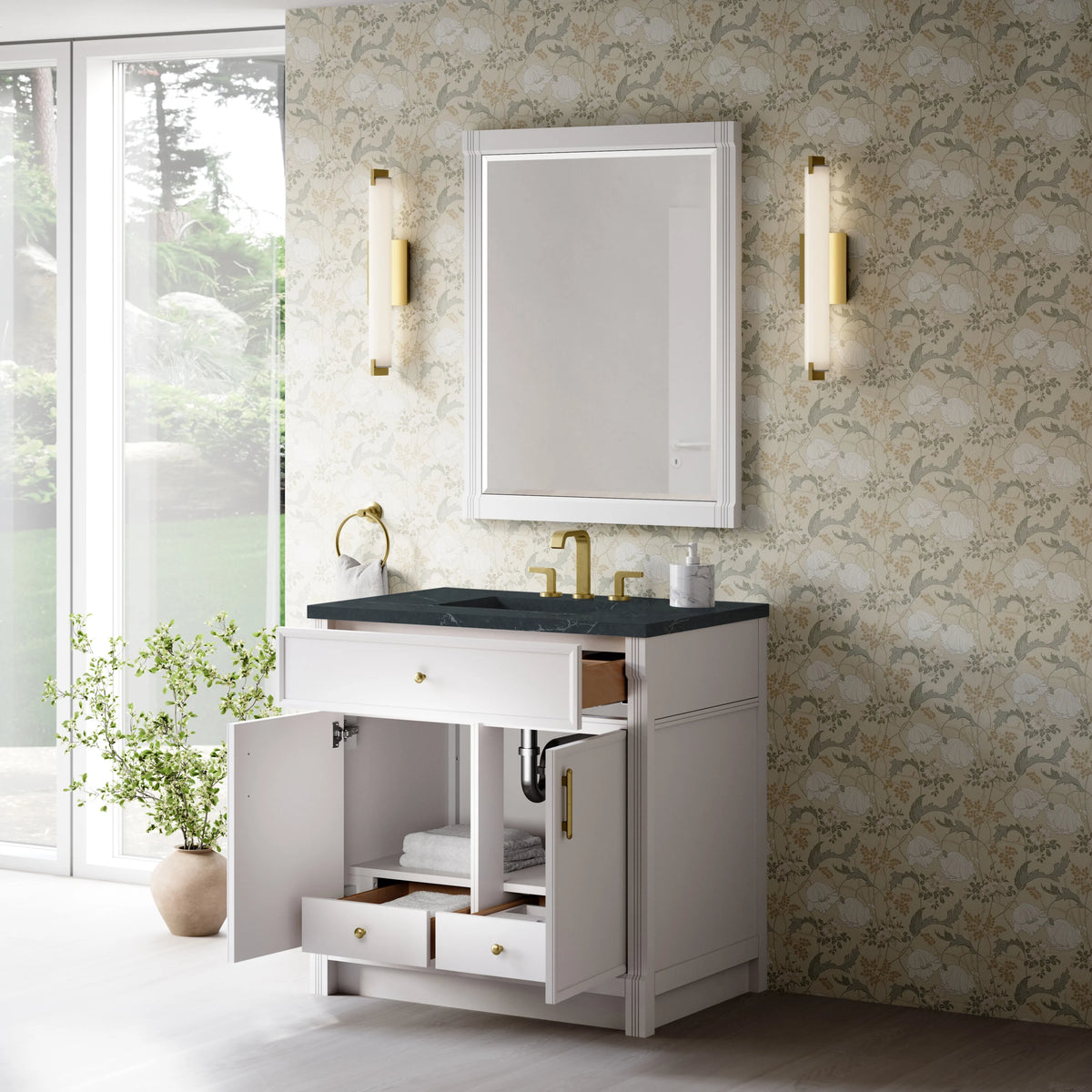Bellshire 36" Single Vanity, Bright White w/ 3 CM Charcoal Soapstone Silestone Top, view 5