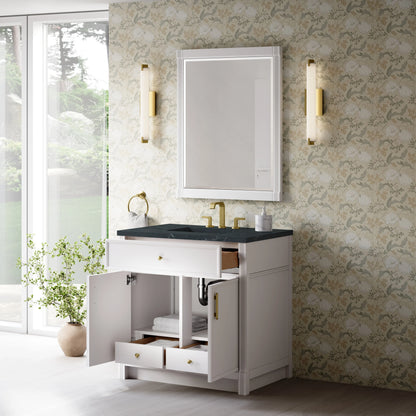 Bellshire 36" Single Vanity, Bright White w/ 3 CM Charcoal Soapstone Silestone Top, view 5