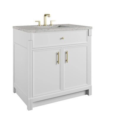 Bellshire 36" Single Vanity, Bright White w/ 3 CM Eternal Jasmine Pearl Silestone Top, view 10