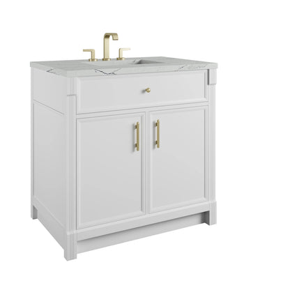 Bellshire 36" Single Vanity, Bright White w/ 3 CM Ethereal Noctis Silestone Top, view 10