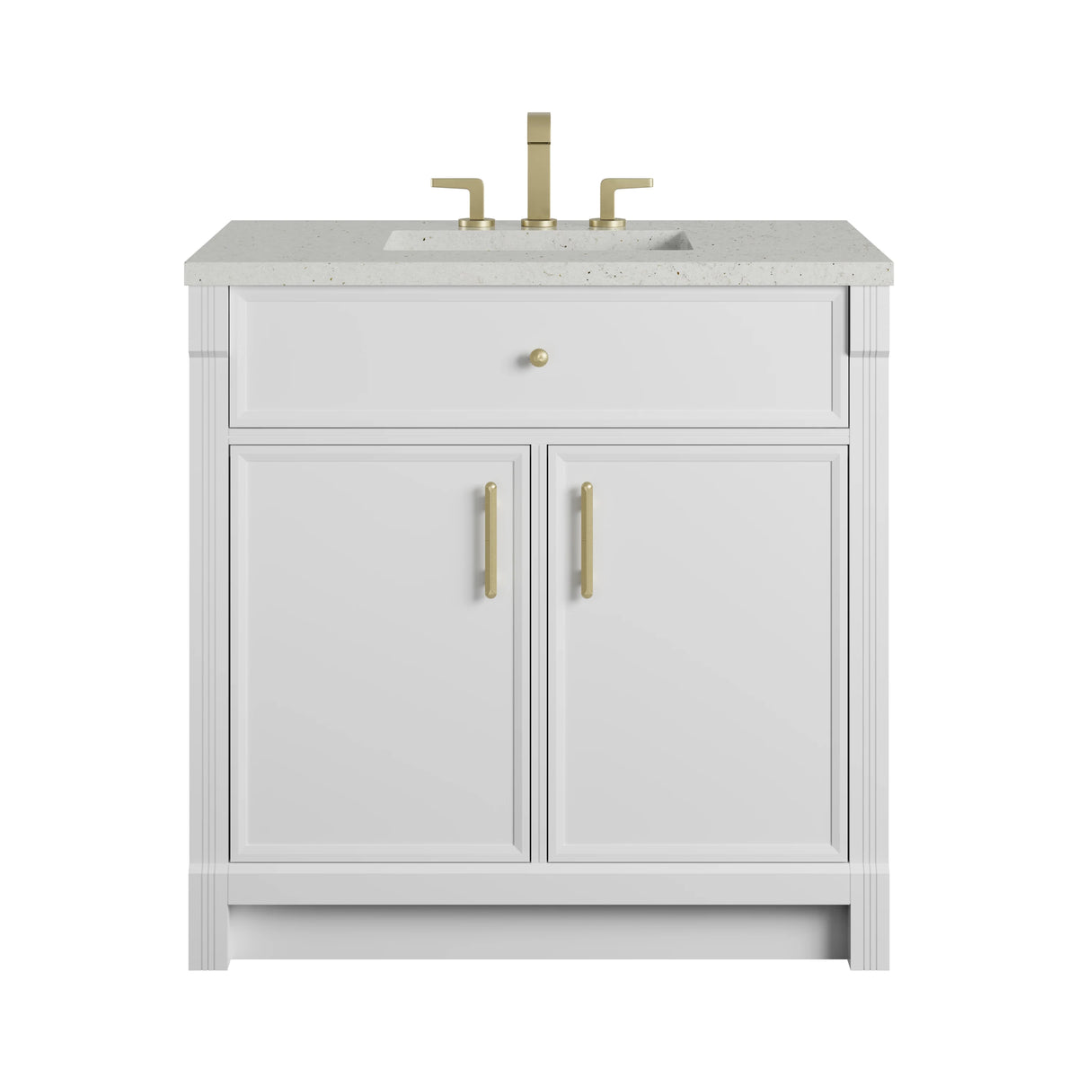 Bellshire 36" Single Vanity, Bright White w/ 3 CM Lime Delight Silestone Top