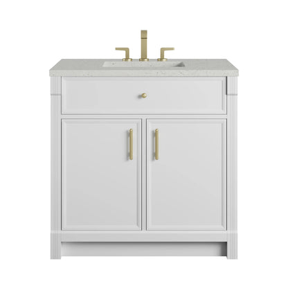 Bellshire 36" Single Vanity, Bright White w/ 3 CM Lime Delight Silestone Top