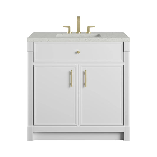Bellshire 36" Single Vanity, Bright White w/ 3 CM Lime Delight Silestone Top