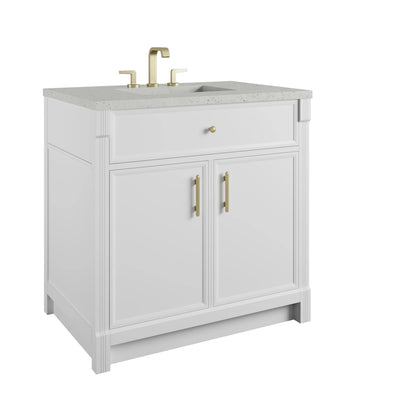 Bellshire 36" Single Vanity, Bright White w/ 3 CM Lime Delight Silestone Top, view 10