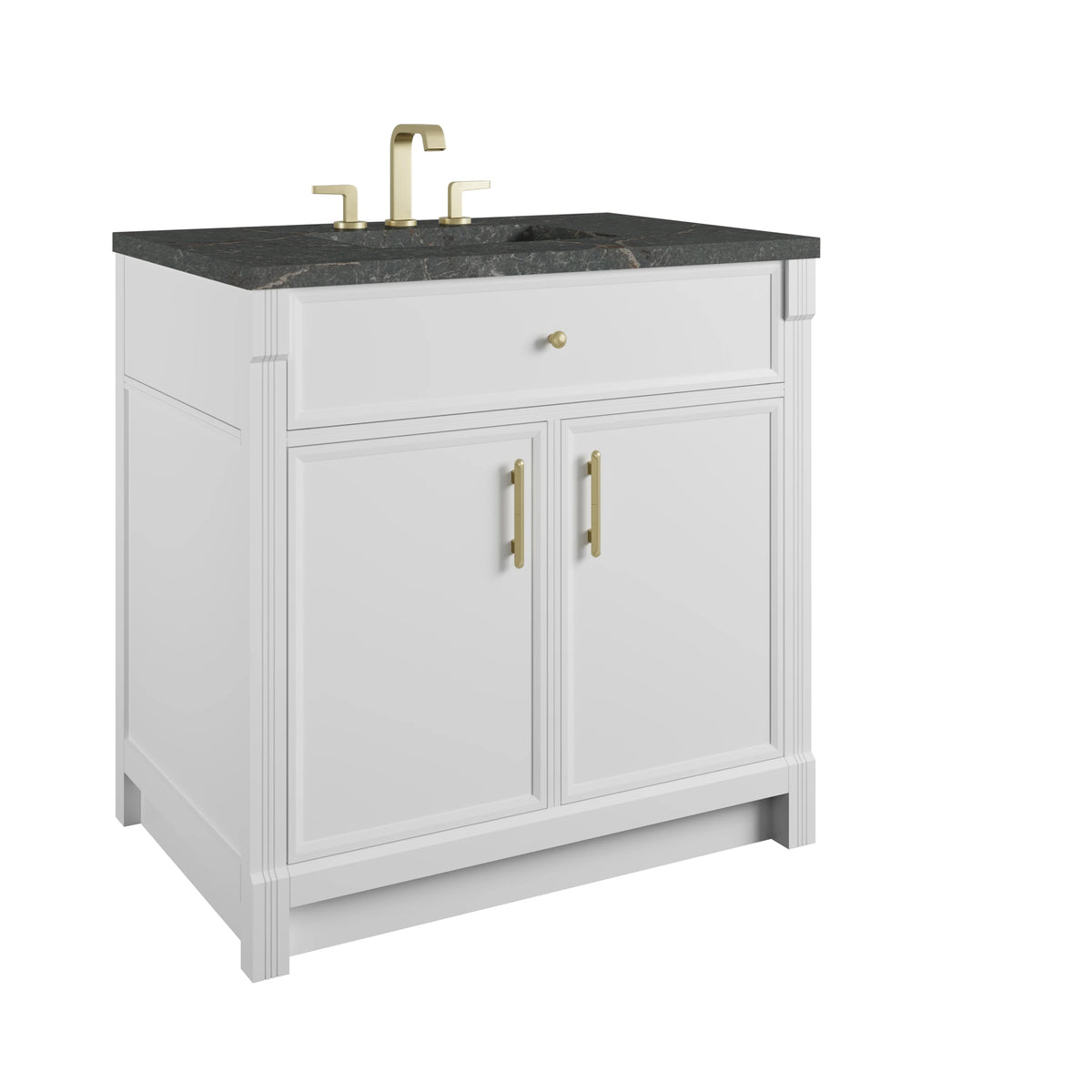 Bellshire 36" Single Vanity, Bright White w/ 3 CM Parisien Bleu Silestone Top, view 10
