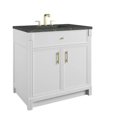 Bellshire 36" Single Vanity, Bright White w/ 3 CM Parisien Bleu Silestone Top, view 10