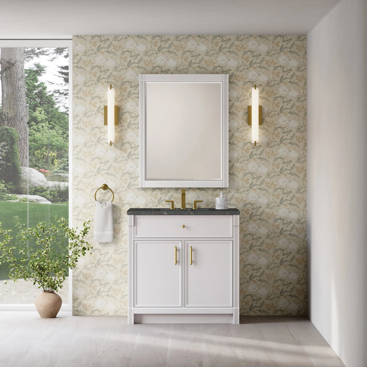 Bellshire 36" Single Vanity, Bright White w/ 3 CM Parisien Bleu Silestone Top, view 3