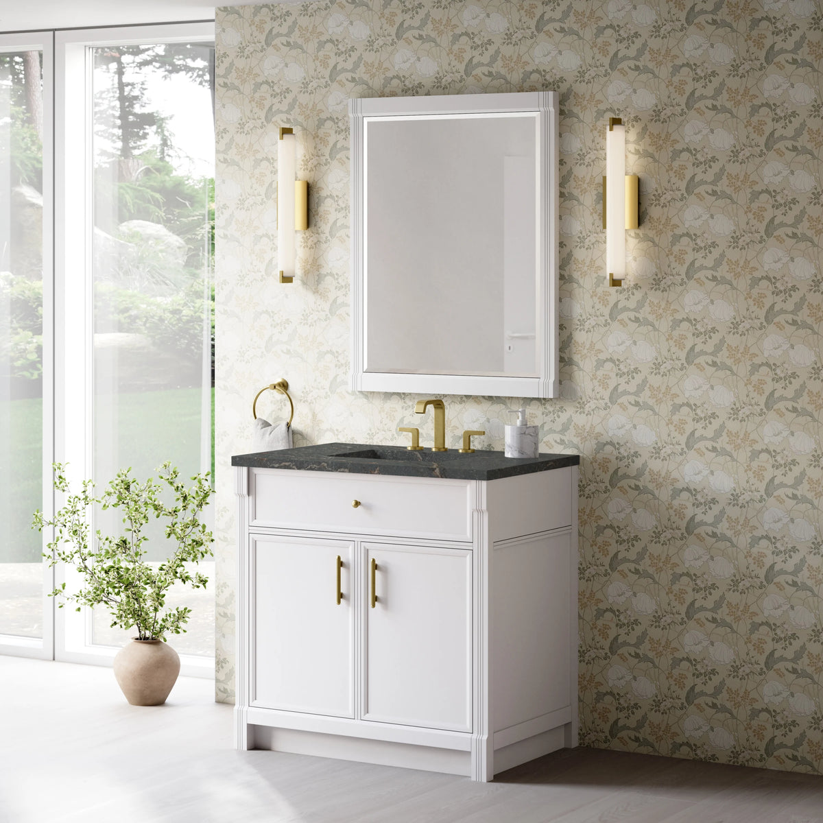 Bellshire 36" Single Vanity, Bright White w/ 3 CM Parisien Bleu Silestone Top, view 4