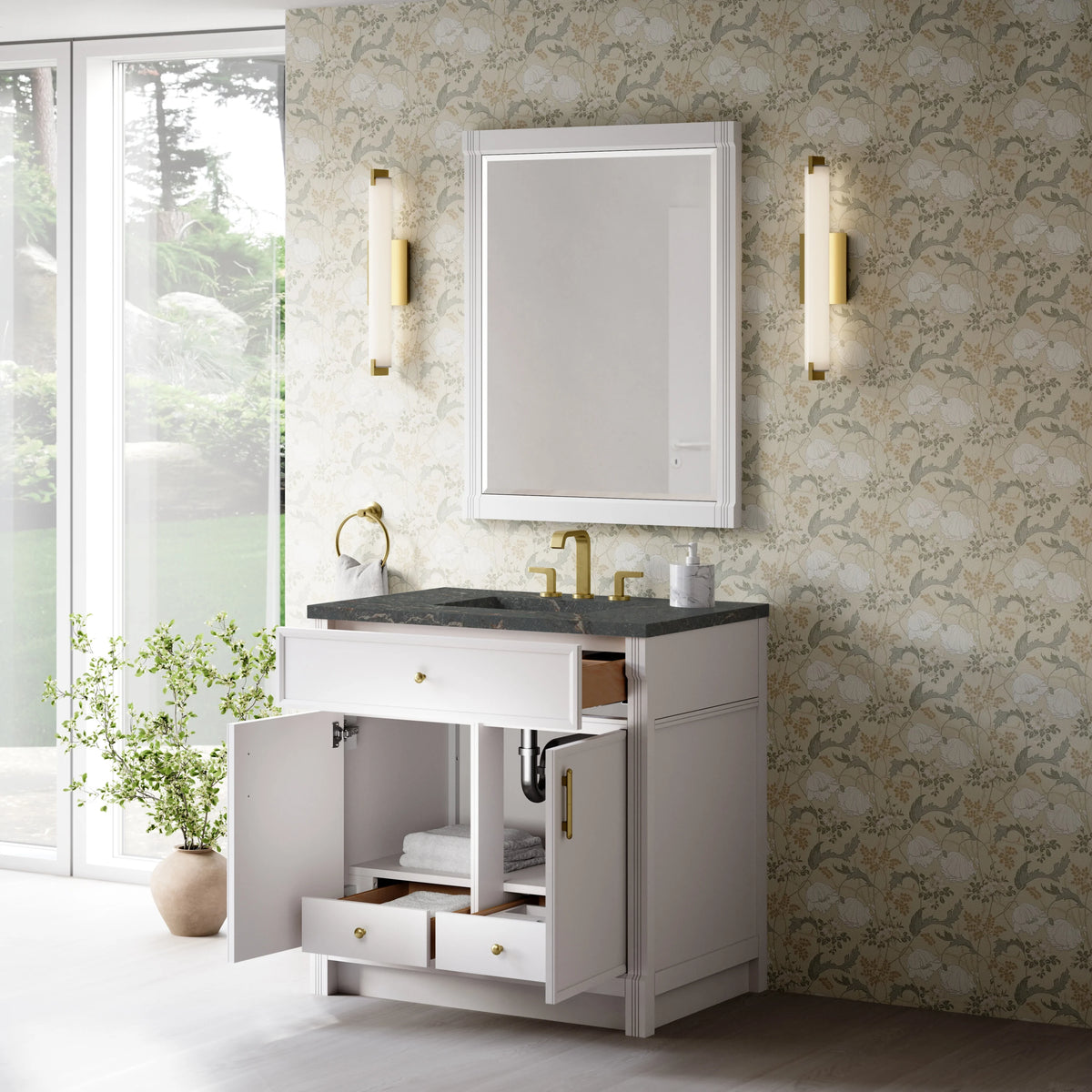 Bellshire 36" Single Vanity, Bright White w/ 3 CM Parisien Bleu Silestone Top, view 5