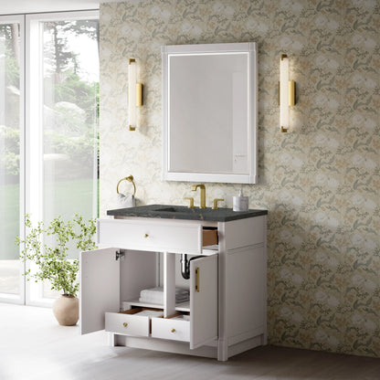 Bellshire 36" Single Vanity, Bright White w/ 3 CM Parisien Bleu Silestone Top, view 5
