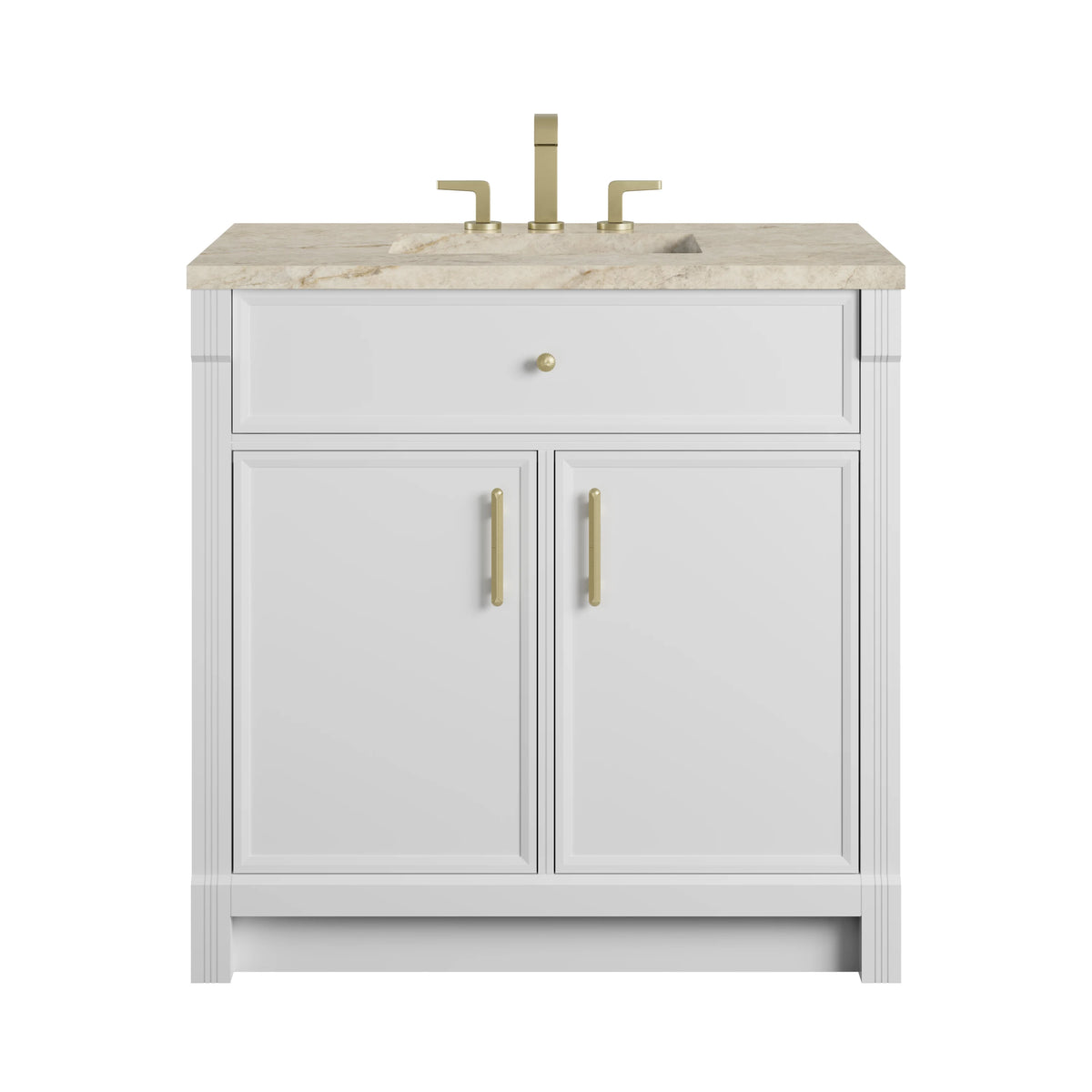 Bellshire 36" Single Vanity, Bright White w/ 3 CM Tajnar Eclos Top