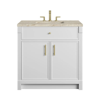 Bellshire 36" Single Vanity, Bright White w/ 3 CM Tajnar Eclos Top