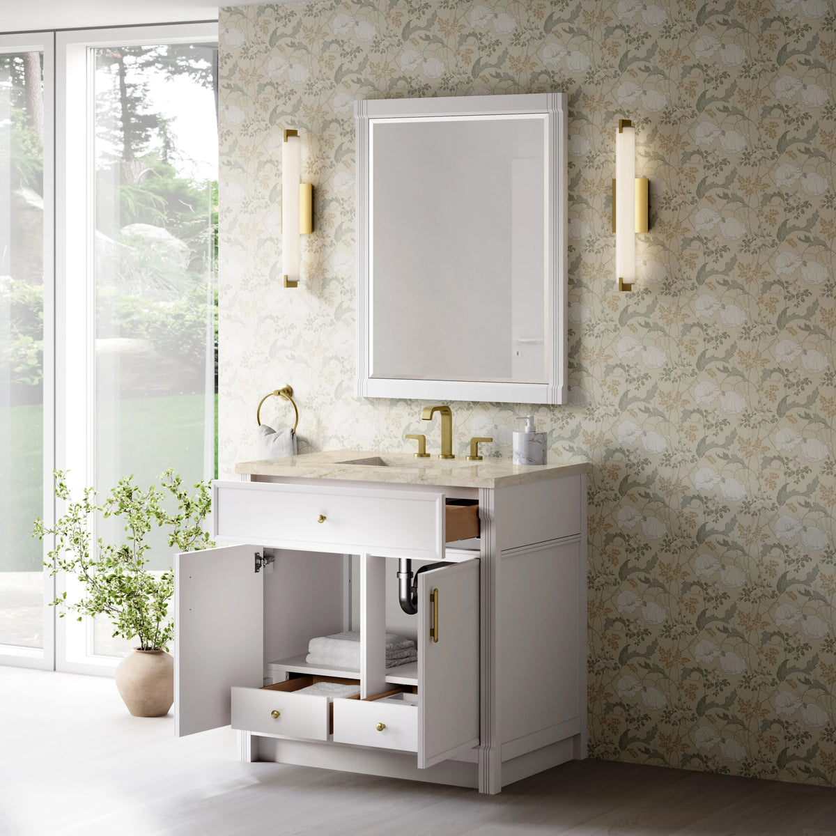 Bellshire 36" Single Vanity, Bright White w/ 3 CM Tajnar Eclos Top, view 5