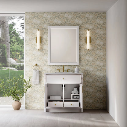 Bellshire 36" Single Vanity, Bright White w/ 3 CM White Zeus Silestone Top, view 8