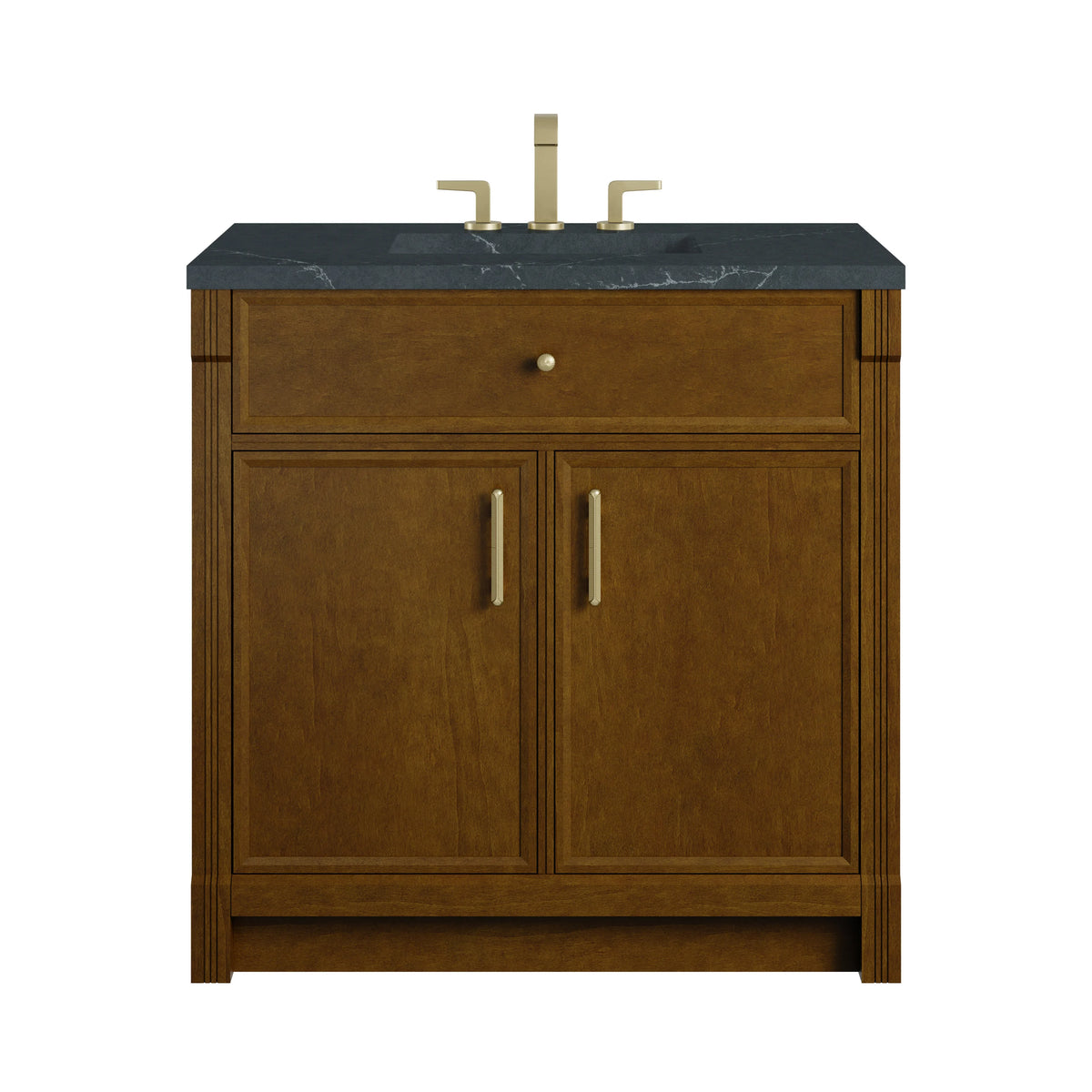 Bellshire 36" Single Vanity, Honey Oak w/ 3 CM Charcoal Soapstone Silestone Top