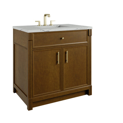 Bellshire 36" Single Vanity, Honey Oak w/ 3 CM Ethereal Noctis Silestone Top, view 10