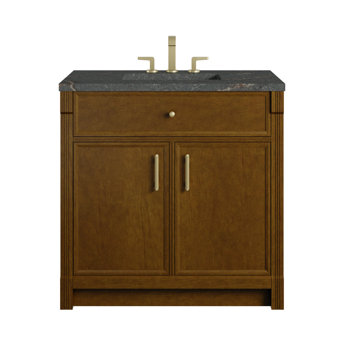 Bellshire 36" Single Vanity, Honey Oak w/ 3 CM Parisien Bleu Silestone Top