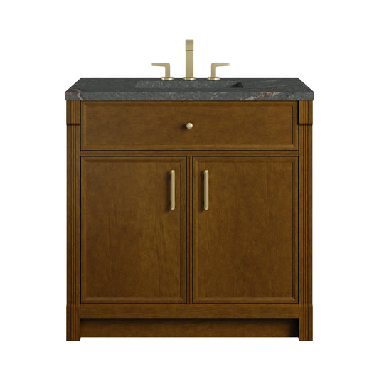 Bellshire 36" Single Vanity, Honey Oak w/ 3 CM Parisien Bleu Silestone Top