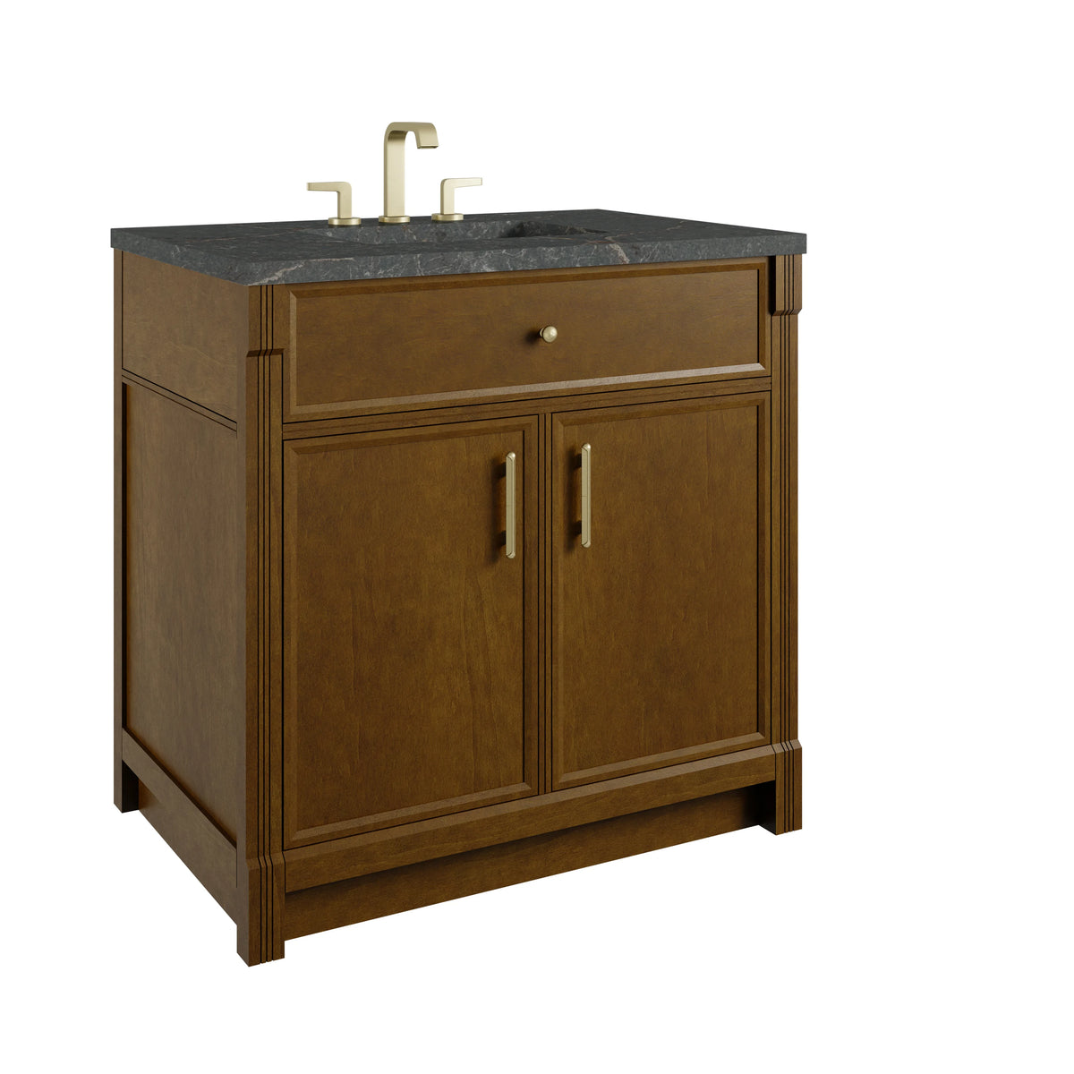 Bellshire 36" Single Vanity, Honey Oak w/ 3 CM Parisien Bleu Silestone Top, view 10