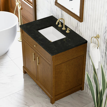 Bellshire 36" Single Vanity, Honey Oak w/ 3 CM Phantome Eclos Top, view 7